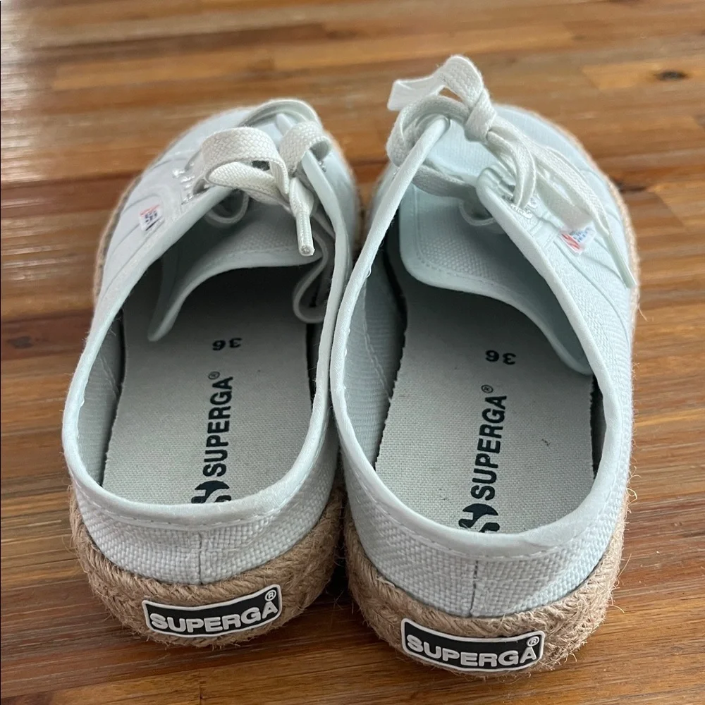 Superga Pale Blue Canvas Espadrille Lace-Up Sneakers Size 6